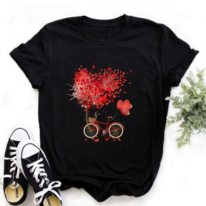 Women Bicycle Black T Shirt Girl Harajuku Korean Style Graphic Tops 2020 Kawaii Female T-shirt,Drop Ship
