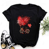 Women Bicycle Black T Shirt Girl Harajuku Korean Style Graphic Tops 2020 Kawaii Female T-shirt,Drop Ship