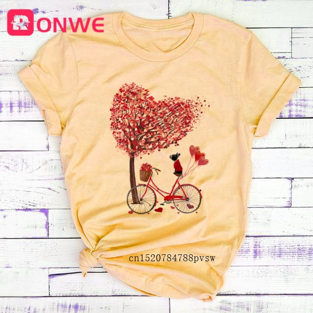 Women Bicycle Black T Shirt Girl Harajuku Korean Style Graphic Tops 2020 Kawaii Female T-shirt,Drop Ship