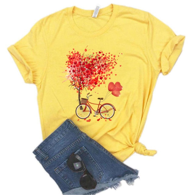 Women Bicycle Black T Shirt Girl Harajuku Korean Style Graphic Tops 2020 Kawaii Female T-shirt,Drop Ship