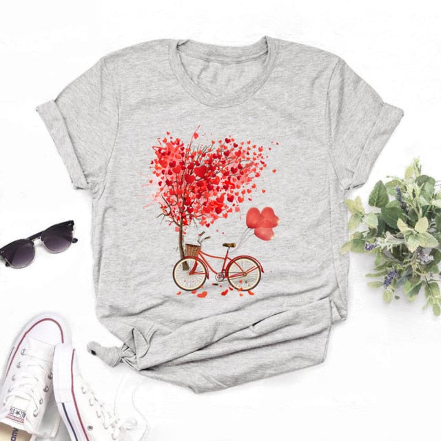 Women Bicycle Black T Shirt Girl Harajuku Korean Style Graphic Tops 2020 Kawaii Female T-shirt,Drop Ship