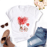 Women Bicycle Black T Shirt Girl Harajuku Korean Style Graphic Tops 2020 Kawaii Female T-shirt,Drop Ship
