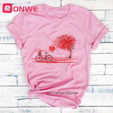 Women Bicycle Black T Shirt Girl Harajuku Korean Style Graphic Tops 2020 Kawaii Female T-shirt,Drop Ship