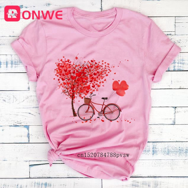 Women Bicycle Black T Shirt Girl Harajuku Korean Style Graphic Tops 2020 Kawaii Female T-shirt,Drop Ship