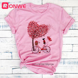 Women Bicycle Black T Shirt Girl Harajuku Korean Style Graphic Tops 2020 Kawaii Female T-shirt,Drop Ship