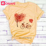 Women Bicycle Black T Shirt Girl Harajuku Korean Style Graphic Tops 2020 Kawaii Female T-shirt,Drop Ship