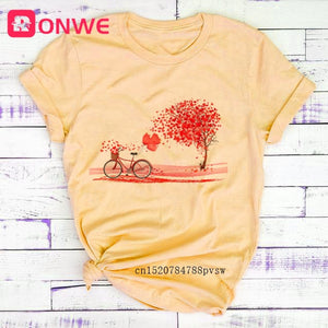 Women Bicycle Black T Shirt Girl Harajuku Korean Style Graphic Tops 2020 Kawaii Female T-shirt,Drop Ship