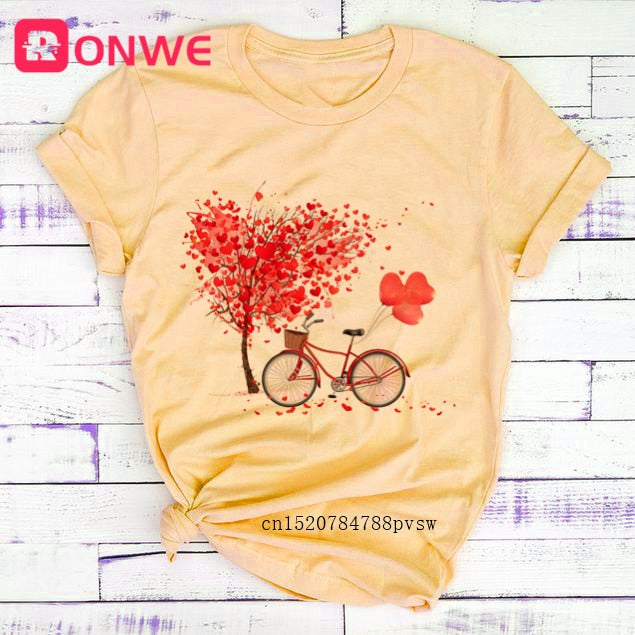 Women Bicycle Black T Shirt Girl Harajuku Korean Style Graphic Tops 2020 Kawaii Female T-shirt,Drop Ship