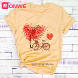 Women Bicycle Black T Shirt Girl Harajuku Korean Style Graphic Tops 2020 Kawaii Female T-shirt,Drop Ship
