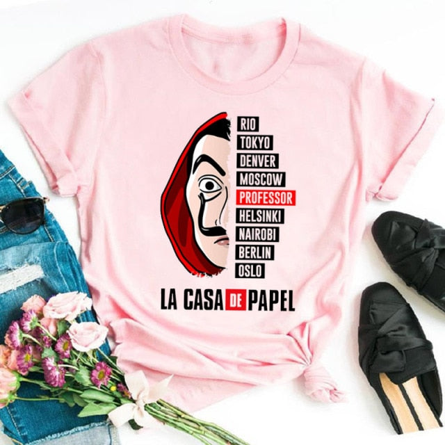 La Casa De Papel Tshirt Money Heist Tees TV Series T Shirt Women T Short Sleeve House of Paper Funny Female T-Shirt Tops