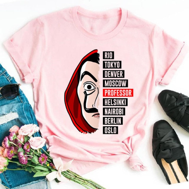 La Casa De Papel Tshirt Money Heist Tees TV Series T Shirt Women T Short Sleeve House of Paper Funny Female T-Shirt Tops