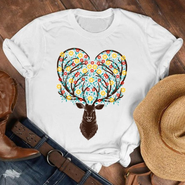 Women Lady Cartoon Butterfly Floral Elegant 2020 Fall Autumn Shirt Clothes Tshirt Tee Womens Top Female Print T Graphic T-shirt