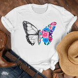 Women Lady Cartoon Butterfly Floral Elegant 2020 Fall Autumn Shirt Clothes Tshirt Tee Womens Top Female Print T Graphic T-shirt