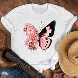 Women Lady Cartoon Butterfly Floral Elegant 2020 Fall Autumn Shirt Clothes Tshirt Tee Womens Top Female Print T Graphic T-shirt