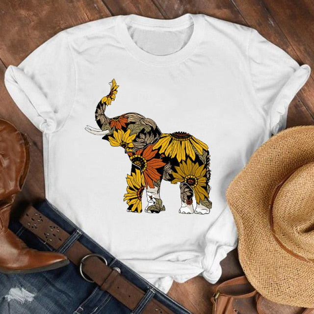 Women Lady Cartoon Butterfly Floral Elegant 2020 Fall Autumn Shirt Clothes Tshirt Tee Womens Top Female Print T Graphic T-shirt