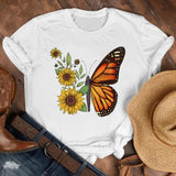 Women Lady Cartoon Butterfly Floral Elegant 2020 Fall Autumn Shirt Clothes Tshirt Tee Womens Top Female Print T Graphic T-shirt