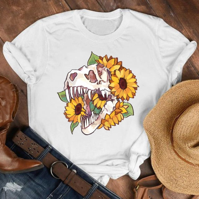 Women Lady Cartoon Butterfly Floral Elegant 2020 Fall Autumn Shirt Clothes Tshirt Tee Womens Top Female Print T Graphic T-shirt