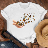 Women Lady Cartoon Butterfly Floral Elegant 2020 Fall Autumn Shirt Clothes Tshirt Tee Womens Top Female Print T Graphic T-shirt