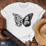 Women Lady Cartoon Butterfly Floral Elegant 2020 Fall Autumn Shirt Clothes Tshirt Tee Womens Top Female Print T Graphic T-shirt