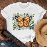 Women Lady Cartoon Butterfly Floral Elegant 2020 Fall Autumn Shirt Clothes Tshirt Tee Womens Top Female Print T Graphic T-shirt