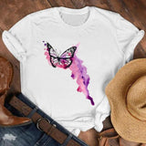 Women Lady Cartoon Butterfly Floral Elegant 2020 Fall Autumn Shirt Clothes Tshirt Tee Womens Top Female Print T Graphic T-shirt