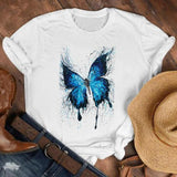 Women Lady Cartoon Butterfly Floral Elegant 2020 Fall Autumn Shirt Clothes Tshirt Tee Womens Top Female Print T Graphic T-shirt