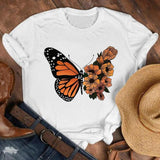 Women Lady Cartoon Butterfly Floral Elegant 2020 Fall Autumn Shirt Clothes Tshirt Tee Womens Top Female Print T Graphic T-shirt