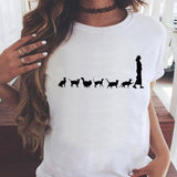 Women Graphic Printing Fashion Cat Animal 90s Clothing Short Sleeve Cartoon Summer Print Female Clothes Tops Tees Tshirt T-Shirt