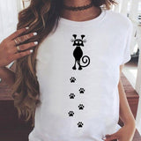 Women Graphic Printing Fashion Cat Animal 90s Clothing Short Sleeve Cartoon Summer Print Female Clothes Tops Tees Tshirt T-Shirt