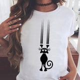 Women Graphic Printing Fashion Cat Animal 90s Clothing Short Sleeve Cartoon Summer Print Female Clothes Tops Tees Tshirt T-Shirt
