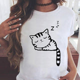 Women Graphic Printing Fashion Cat Animal 90s Clothing Short Sleeve Cartoon Summer Print Female Clothes Tops Tees Tshirt T-Shirt