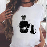 Women Graphic Printing Fashion Cat Animal 90s Clothing Short Sleeve Cartoon Summer Print Female Clothes Tops Tees Tshirt T-Shirt