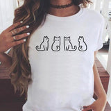 Women Graphic Printing Fashion Cat Animal 90s Clothing Short Sleeve Cartoon Summer Print Female Clothes Tops Tees Tshirt T-Shirt