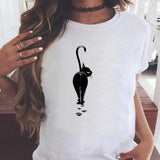 Women Graphic Printing Fashion Cat Animal 90s Clothing Short Sleeve Cartoon Summer Print Female Clothes Tops Tees Tshirt T-Shirt
