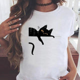 Women Graphic Printing Fashion Cat Animal 90s Clothing Short Sleeve Cartoon Summer Print Female Clothes Tops Tees Tshirt T-Shirt
