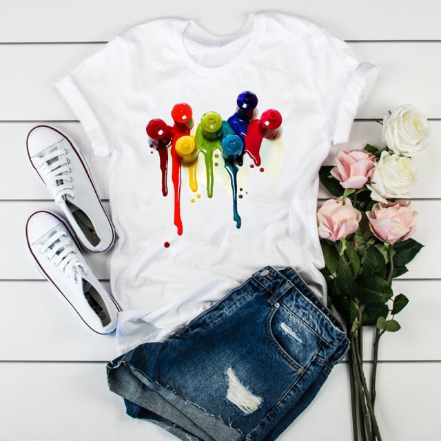 Women 2021 3D Print 90s  Fashion Tops Tumblr Tshirts T Clothes Shirt Womens Ladies Graphic Female Tee T-Shirt Clothing