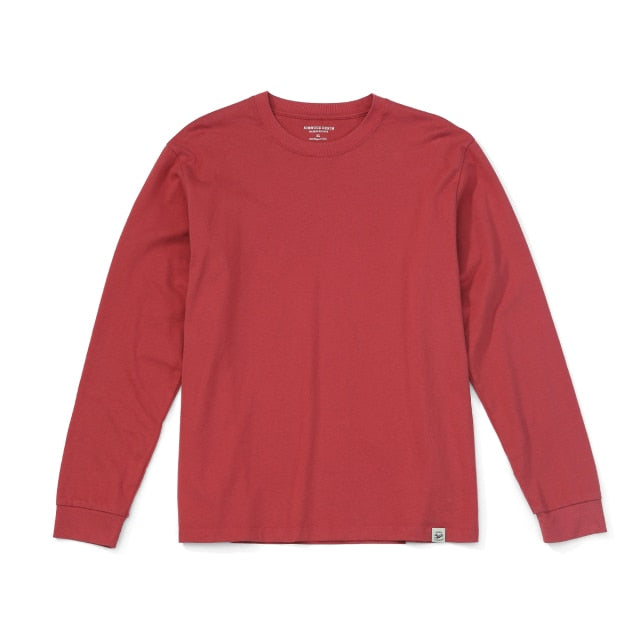 SIMWOOD 2021 Autumn new long sleeve t shirt men solid color 100% cotton o-neck tops plus size high quality t-shirt  SJ120967