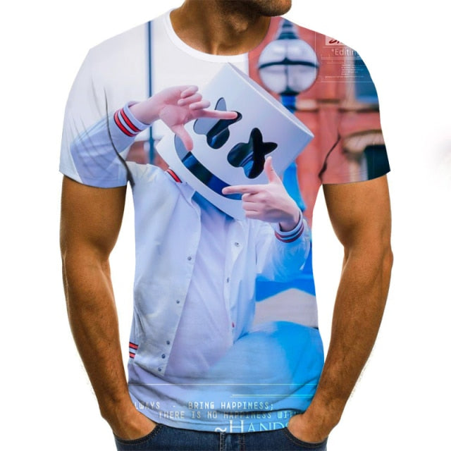 Summer Three-Dimensional Men T-Shirt Fashion O-Neck Casual Short Sleeve Oversized T-Shirt  Punk Style Casual Comfortable  Tops