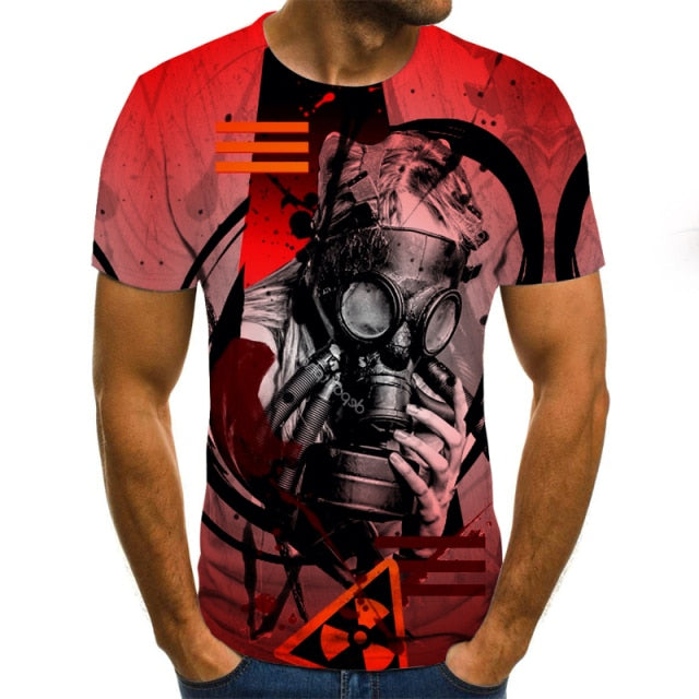Summer Three-Dimensional Men T-Shirt Fashion O-Neck Casual Short Sleeve Oversized T-Shirt  Punk Style Casual Comfortable  Tops