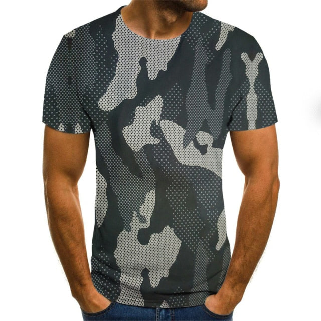Summer Three-Dimensional Men T-Shirt Fashion O-Neck Casual Short Sleeve Oversized T-Shirt  Punk Style Casual Comfortable  Tops