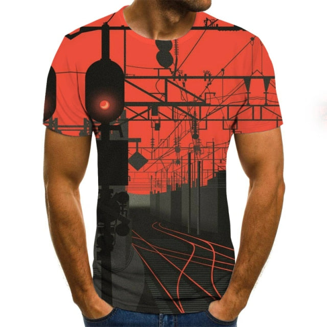 Summer Three-Dimensional Men T-Shirt Fashion O-Neck Casual Short Sleeve Oversized T-Shirt  Punk Style Casual Comfortable  Tops