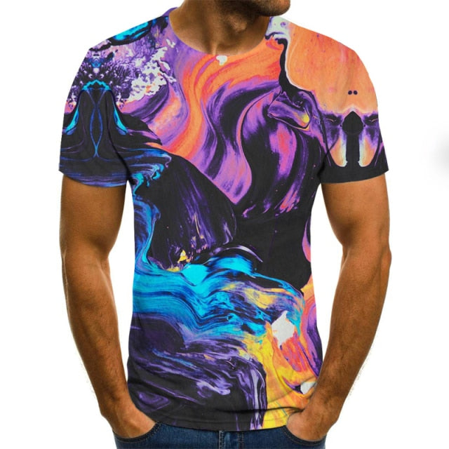 Summer Three-Dimensional Men T-Shirt Fashion O-Neck Casual Short Sleeve Oversized T-Shirt  Punk Style Casual Comfortable  Tops