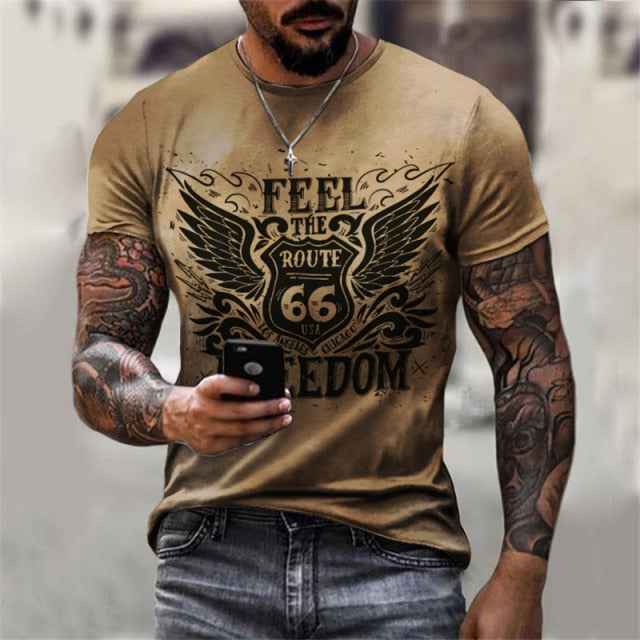 Summer Three-Dimensional Men T-Shirt Fashion O-Neck Casual Short Sleeve Oversized T-Shirt  Punk Style Casual Comfortable  Tops