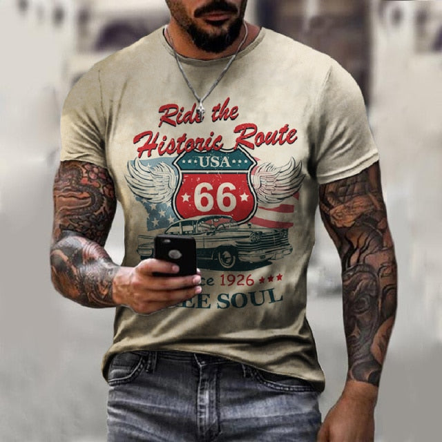 Summer Three-Dimensional Men T-Shirt Fashion O-Neck Casual Short Sleeve Oversized T-Shirt  Punk Style Casual Comfortable  Tops