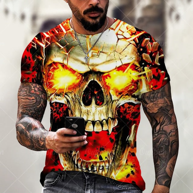 2021 Summer New Skull Printed T Shirt