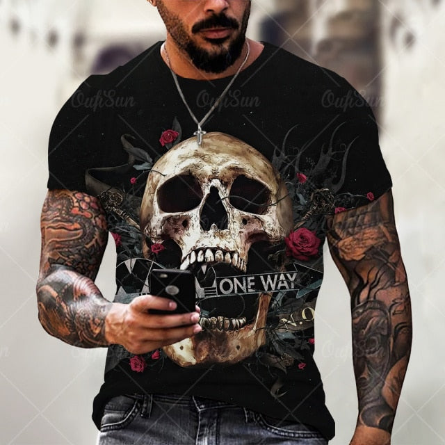 2021 Summer New Skull Printed T Shirt