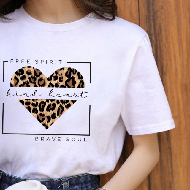 ZOGANKIN Summer Fashion Shirt Lips Leopard Graphic T Shirt Women Tops Base O-neckBlack Tees Kiss Leopard Lip Funny Girls Tshirt