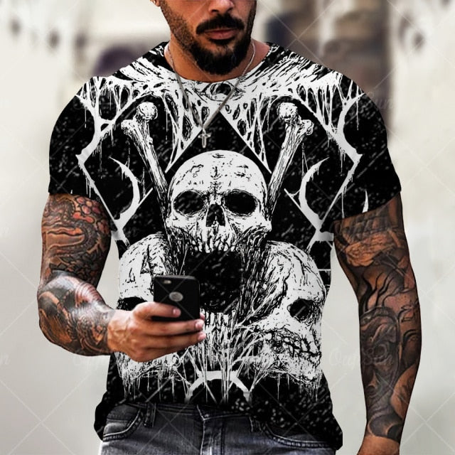 2021 Summer New Skull Printed T Shirt